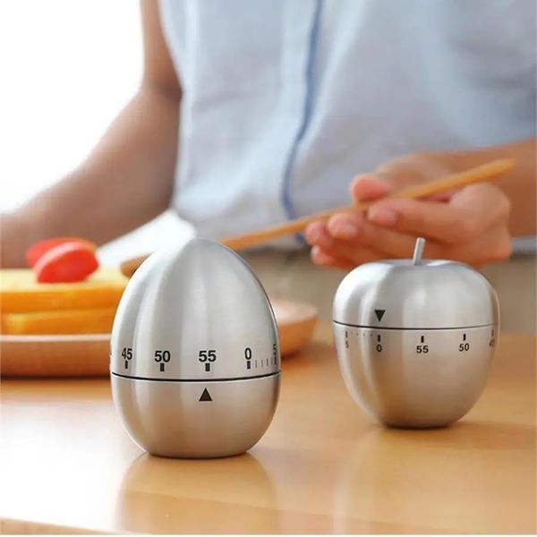 Criativo aço inoxidável maçã ovos forma temporizador de cozinha 60 minutos lembrete mecânico contagem regressiva acessórios de tempo de cozimento