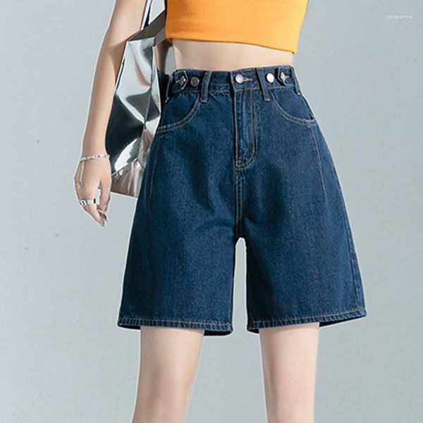 Jeans da donna Pantaloncini di jeans a cinque punte a vita alta Abbigliamento da donna Pantaloni larghi slim fit estivi stile street design regolabile