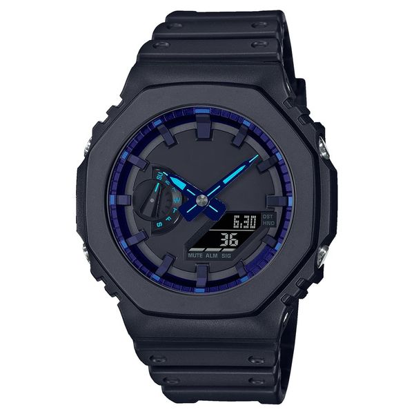 Sport Quarz Herren Digitaluhr Iced Out Uhr Abnehmbare Montage wasserdicht Weltzeit LED-Anzeige Eiche Serie 8 Farben243g