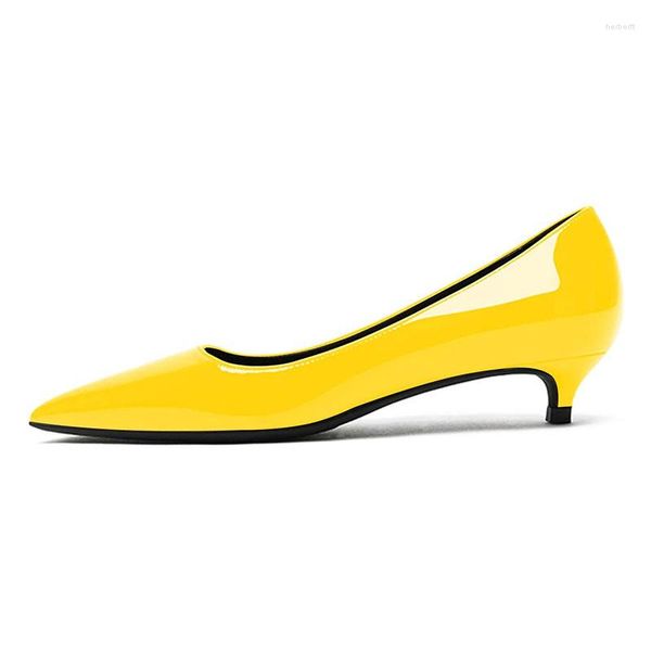 Sapatos de vestido Arden Furtado 2023 Primavera Senhoras Patente Couro Apontado Toe Asaguchi Stiletto Salto Médio Comutar Bombas Extra Grande Tamanho