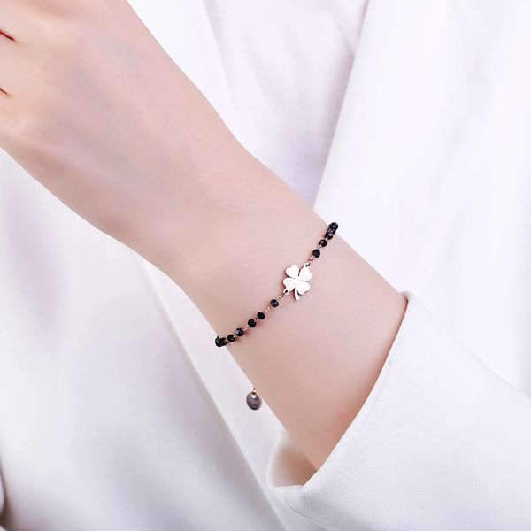 Edelstahl vierblättriges Kleeblatt Perlen Armbänder für Frauen Liebhaber Paar Eule Lebensbaum Lächeln Palm Kreuz Anhänger Hand Armband Modeschmuck Großhandel YMB007