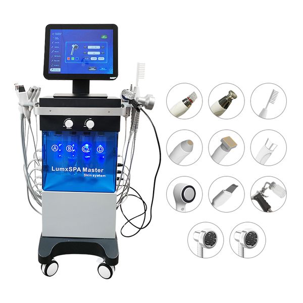 Beliebte 11-in-1-Diamant-Mikrodermabrasionsmaschine, Gesichtspeeling, Ultraschall-Faltenentfernung, Wäscher, Sauerstoffspray, Hautverjüngung, PDT-Mikrodermabrasion