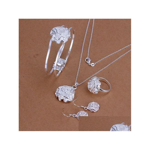 Conjuntos de jóias de casamento de alta qualidade 925 Sterling Sier Rose Set Jóias Dfmss243 Brand New Factory Direct Sale Colar Pulseira Brinco Ri Dhju9