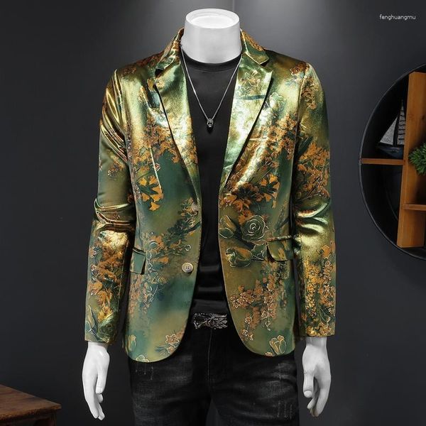 Ternos masculinos 2023 outono vintage flor veludo blazers luxo casual negócios terno jaqueta masculino banquetes sociais festa formal M-4XL