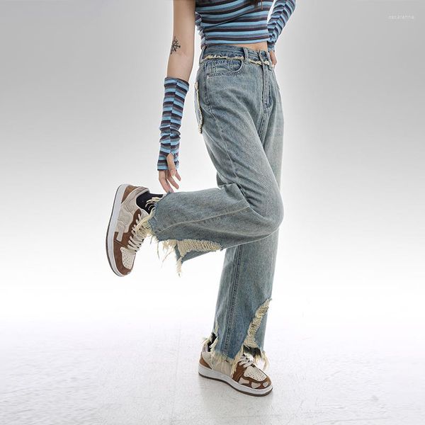 Damenjeans koreanischer Stil Denim-Hosen für Frauen 2023 Mode blau Freund lässig hohe Taille gerade Hose Vintage weibliche Kleidung