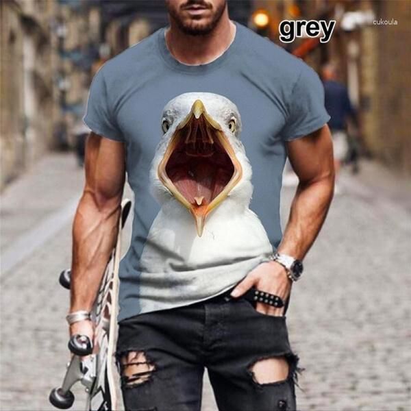 Erkekler Tişörtleri 2023 Moda Seagull Desen 3D Baskı Erkekler Gömlek Günlük Kuş T-Shirt Komik Serin