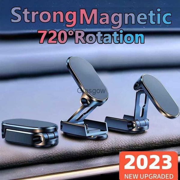 Autoschlüssel Metall Magnetischer Auto-Handyhalter Klappbarer Magnet-Handyständer im Auto GPS-Unterstützung für iPhone Xiaomi 360 drehbare Halterung C230912