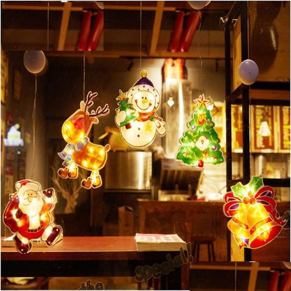 Weihnachtsdekorationen Saugnapf Fenster hängende Lichter Große dekorative Atmosphäre Szene Dekor Festliche Vitrine LED Sucker Lampe Drop Dhabx