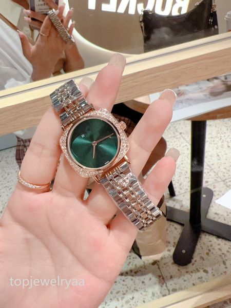 Мужские часы Популярный бренд Высококачественное кольцо с бриллиантом в виде буквы R, маленькие квадратные 32 мм, изящные часы, женские дизайнерские широкие часы