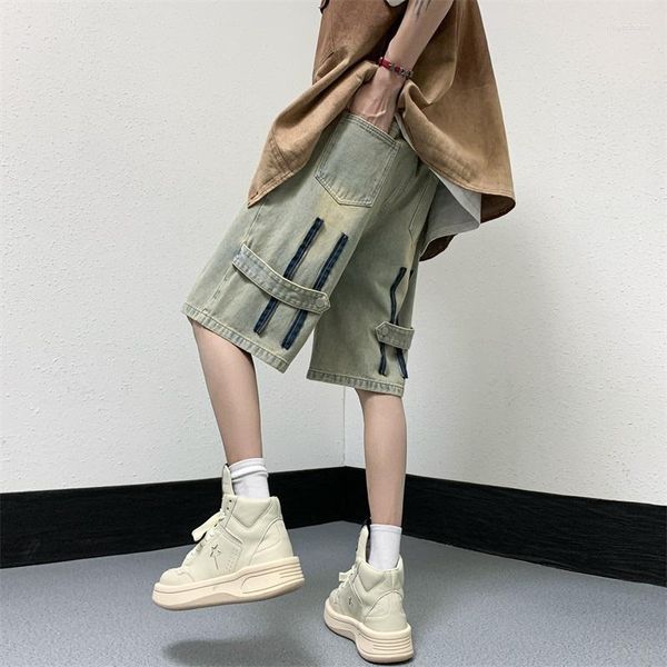 Männer Shorts High Street Retro Denim Für Männer Gothic Harajuku Sommer Amerikanische Badehose Böden Männlichen Baggy Kurze Jeans