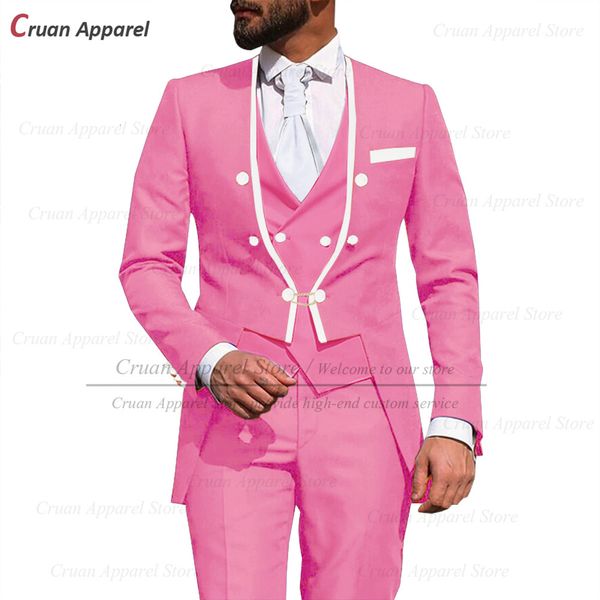 Erkek Suit Blazers Fuşya Takımları Erkekler İnce Fit Zarif Akşam Yemeği Düğün Smokin Terzi Yapılmış Blazer Ye Pants 3 Parça Set Şarkıcıları Ceketler 230912