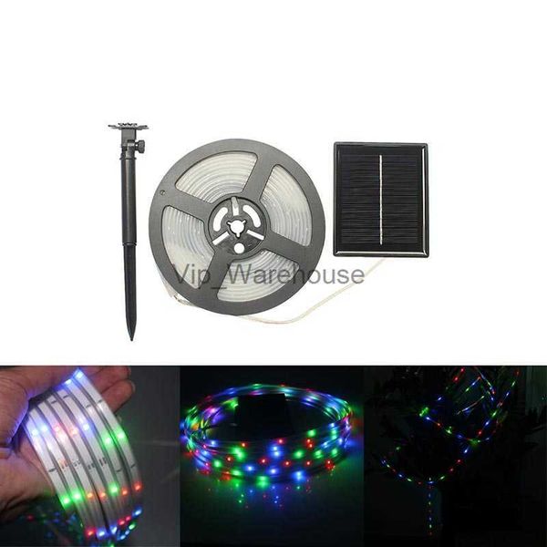 Strisce LED Strisce LED solari Bianco caldo RGB 5 metri Stringa flessibile e tagliabile Impermeabile IP67 Luce esterna per illuminazione e decorazione HKD230912