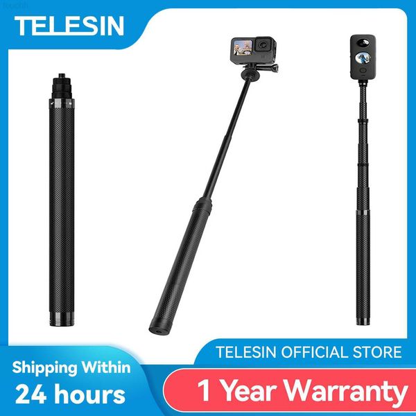 Selfie-Einbeinstative Selfie-Einbeinstative TELESIN 116 cm Kohlefaser-Einbeinstativ Selfie-Stick ausziehbar mit Schraube für Action-Kamera L230912