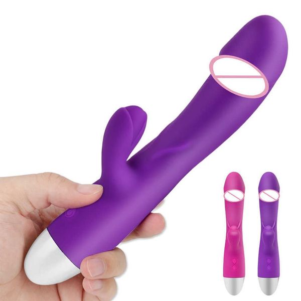 Massageartikel Weibliche Masturbation Dildo Kaninchen Vibrator G-Punkt-Massagegerät Vaginal Klitoris Stimulator Dual Vibration Sexspielzeug für Wo273P
