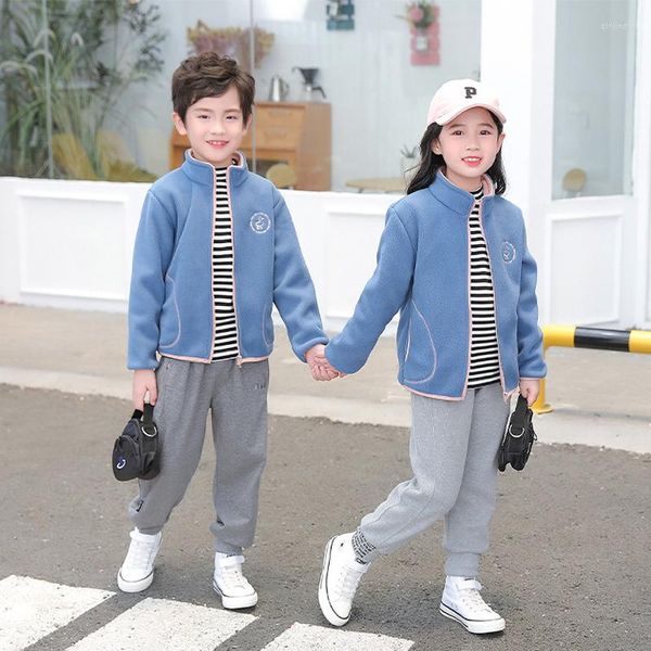 Jacken verdicken Doppel-Fleece Jungen Kinder Outfits Kinder Oberbekleidung 2–14 Jahre winddichter Kapuzen-Reißverschluss voller Kindermantel