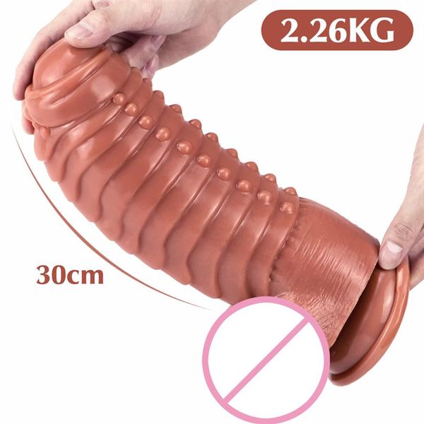 Massaggio Enorme Plug anale Simulazione Dildo Butt Plug con potente ventosa Strumento di masturbazione femminile Pene spesso Giocattoli erotici del sesso per Wo1860