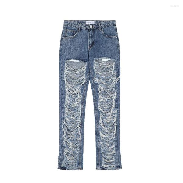 Damen Jeans Vintage Ausgefranste Ripped Holes Goth Hosen Hosen Für Frauen Mädchen Gothic Distressed Winter Y2k Denim Ästhetische Streetwear