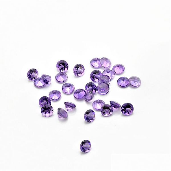 Pedras preciosas soltas roxo escuro 50 unidades / lote 6-10 mm redondo corte brilhante 100% autêntico cristal de ametista natural de alta qualidade Gem St Dhgarden Dh6Ps