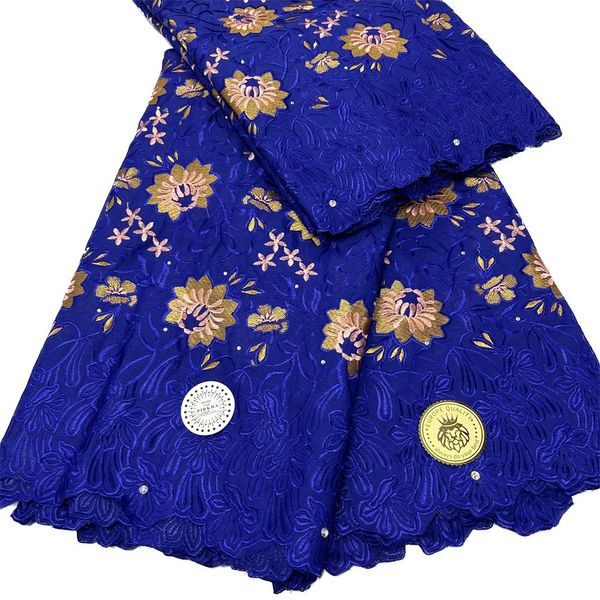 KY-5149 Pano de algodão multicolorido nigeriano à venda costura artesanal tecido de renda voile suíço com strass mais recente 5 jardas design de outono feminino ocasião festa 2023