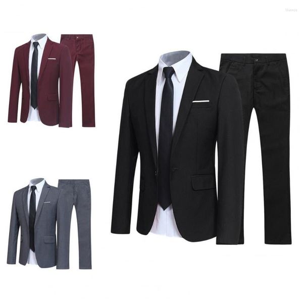 Herrenanzüge, stilvolles Bräutigam-Anzug-Set, Knöpfe, Taschen, Blazer, formelle Kleidung für Hochzeit