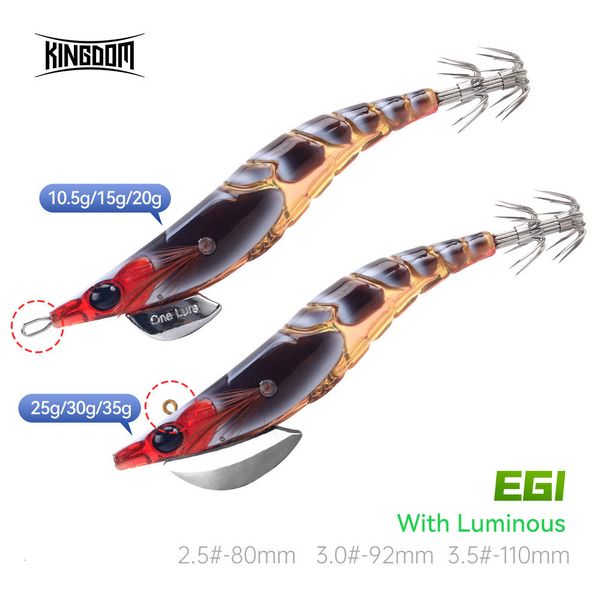 Baits Lures Kingdom Squid Bait Künstliches Jigging Langsam sinkende Haken Meeresangeln 25 30 35 Oktopus Tintenfisch Leuchtend EGI 230912