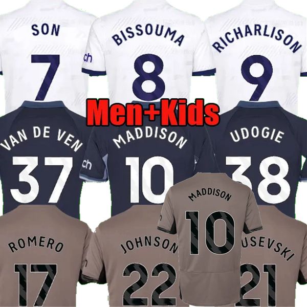 Tifosi dei giocatori Maglia da calcio SON MADDISON RICHARLISON BISSOUMA PERISIC KULUSEVSKI 2023 2024 VAN DE VEN TOTTENHAM ROMERO SOLOMON SPURS maglia da calcio uomo bambino kit 4XL