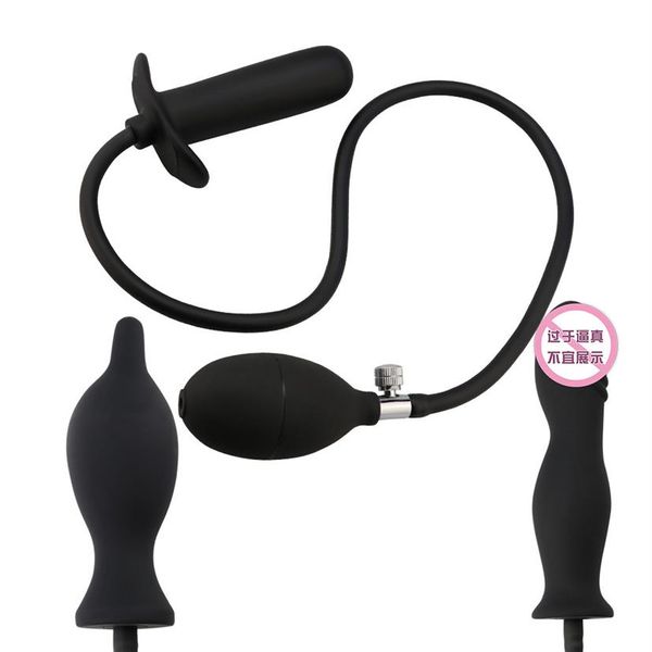 Silicone com bomba inflável produtos adultos dilatador anal brinquedos sexuais para mulheres homens expansível butt plug massager262r