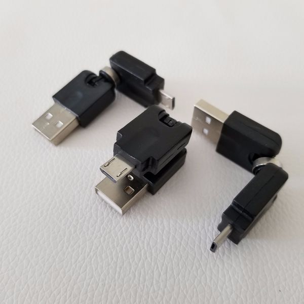 Connettore da 360 gradi USB Micro B maschio a USB A maschio adattatore convertitore da auto con rotazione per telefono cellulare per musica per auto MP3 MP4