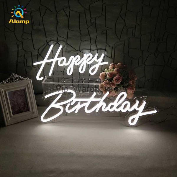 Strisce LED Personalizzate 3D Insegna al neon Luce Buon compleanno / Oh Baby Words Neon Tubo Decorazione Luci per Bar Pub Club Letter Board Party Background Decor HKD230912