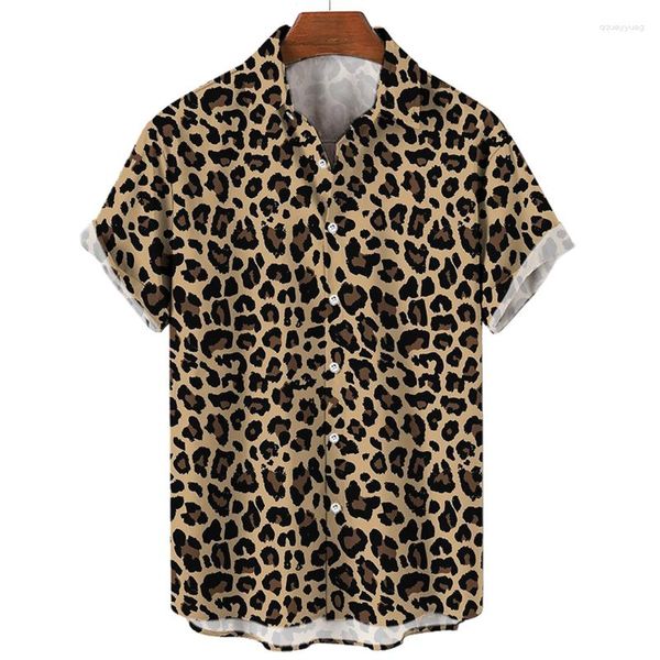 Camicie casual da uomo Uomo 2023 Maglie a manica corta Abiti larghi Tiger Stampato Trendy Streetwear Harajuku Moda per hawaiano