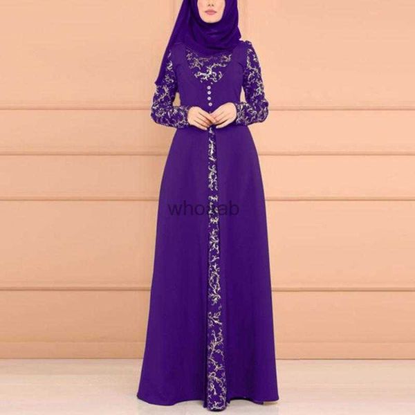 Великолепное повседневное женское мусульманское платье с полным покрытием Молитвенный кафтан Арабский джилбаб Абая Исламское кружевное платье Хиджаб Vestido Robe Musulman R5 HKD230912