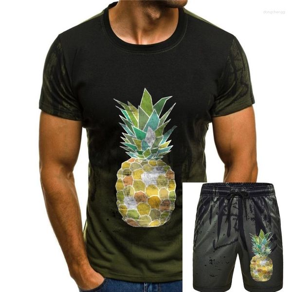 T-shirt da uomo Ananas tropicale 2023 Disegno vintage Stampa Tshirt da uomo T-shirt nera fresca Fitness casual Estate Compleanno Tee Shirt Uomo