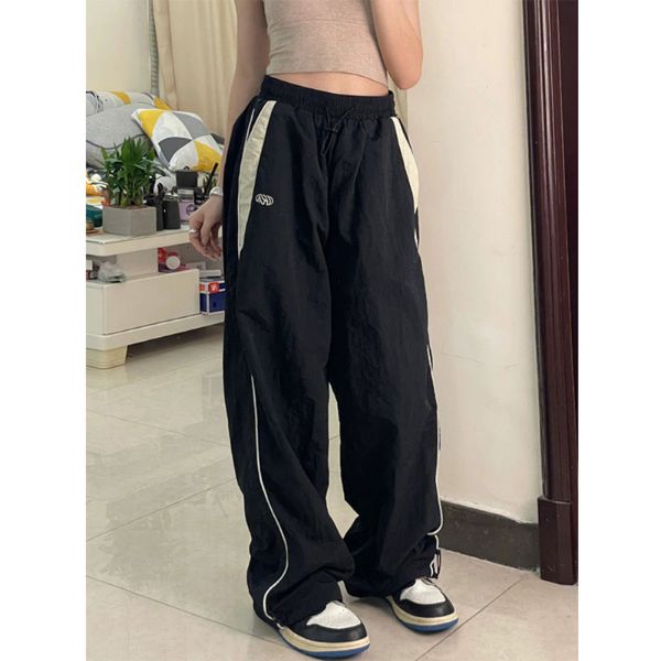 Pontas de duas peças da mulher Mulheres Casual Joggers Calças coreanas Y2K Baggy Parachute Oversized Legal pernas larga Sweatpante Feminino Hip Hop Lousea alta da cintura alta 230912