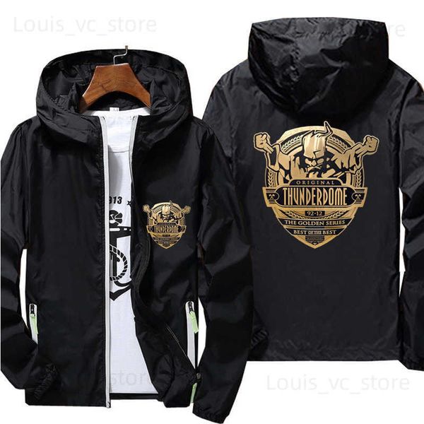 Jaquetas masculinas Mens Thunderdome ID Hardcore Techno e Gabber Ultra-leve Verão Fino Windbreaker Protetor Solar Praia Casual Casaco Bomber Jaqueta T230912