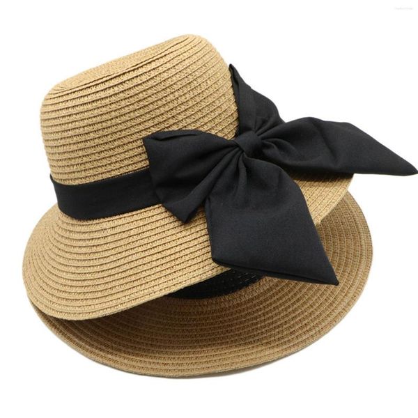 Chapéus de aba larga para verão, sol, praia, marfim e marrom, roupa francesa feminina
