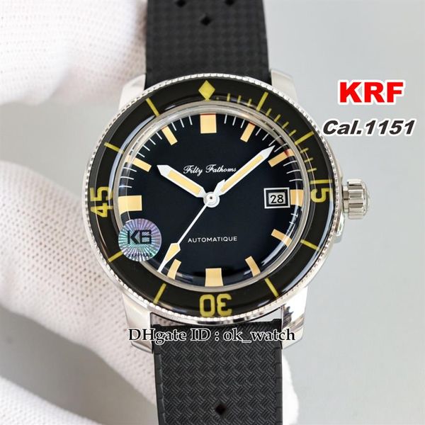 KRF Relógio Fifty Fathoms Barakuda 5008B-1130-B52A Cal 1151 Relógio Automático Masculino Mostrador Preto 40 3mm Relógios Masculinos Pulseira de Borracha2456