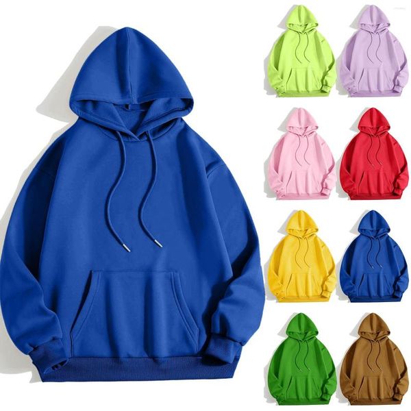 Felpe con cappuccio da donna Felpa in puro colore per allenamento quotidiano da donna a casa all'aperto Pullover a maniche lunghe tinta unita Tuta oversize Abbigliamento da donna