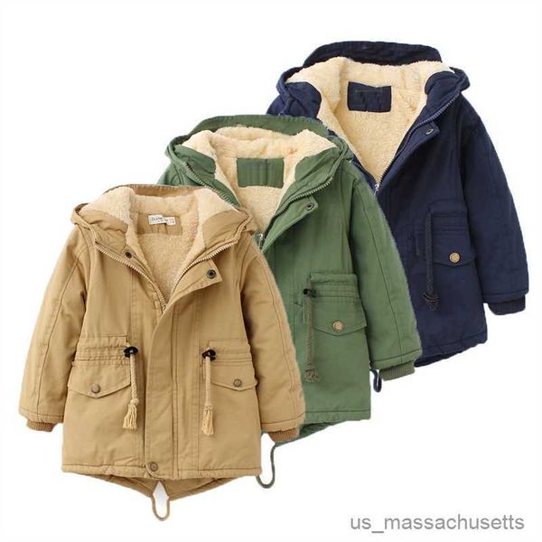 Jacken Plus verdicken Jungen Wintermäntel mit Kapuze Mode Jacken Kinder Kleidung Herbst Parkas für 3-8 Jahre Kinder warme Oberbekleidung R230912