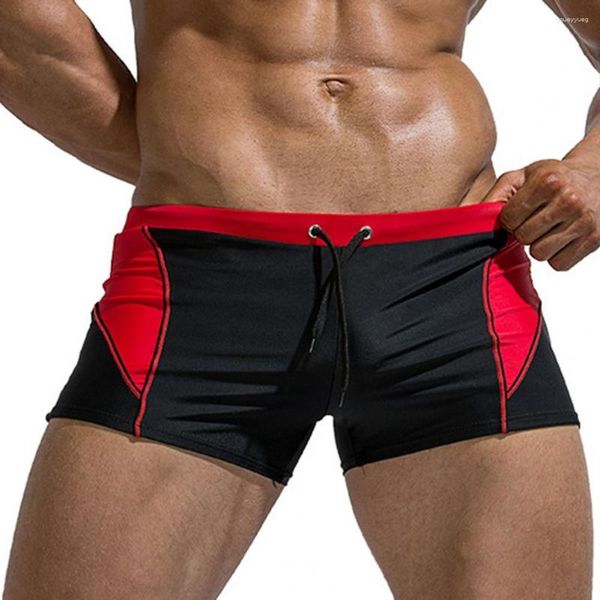 Shorts masculinos swimwear nadar praia placa sexy verão briefs secagem rápida magro nylon costura cor homens troncos para surf