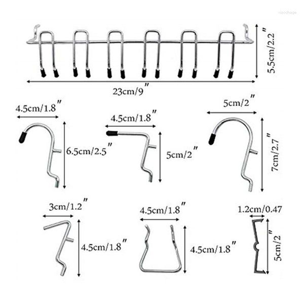 Ganci Boutique Pannello forato in acciaio inossidabile Porta attrezzi da parete 81 pezzi Attrezzatura per organizzatore resistente Argento Resistente