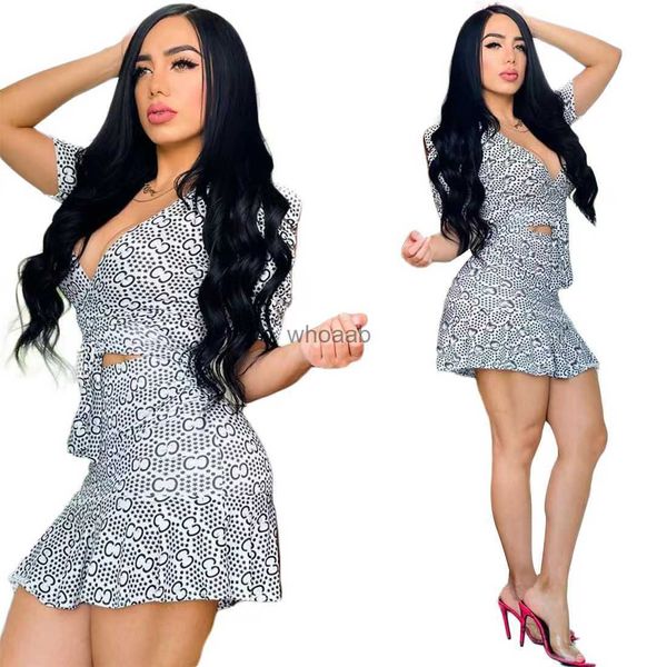 MagnificentDesigner Kadınlar İki Parça Elbise Tam Mektup Kabartmalı Örgü Tank Top Suit Etek Glamour bayanlar İnce Fit Seksi Kalça Kaldırma Kısa Etek HKD230912