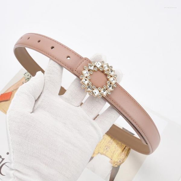 Cinture Cintura da donna Moda Decorazione Abito Pelle bovina Sottile Diamante d'acqua Vera pelle