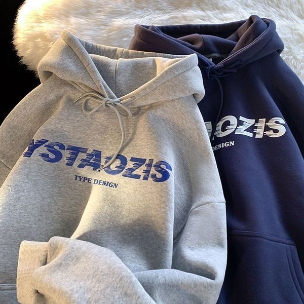 Hoodies das mulheres moletom coreano outono e inverno ins simples carta com capuz camisola casal moda versátil solto meninos meninas adolescentes casaco roupas 230912