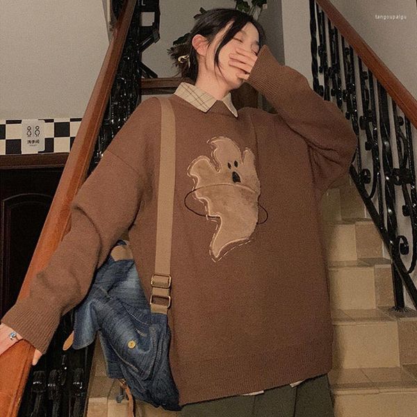 Maglioni da donna INS maglione coreano lavorato a maglia Harajuku Baggy maglione oversize stampa pullover coppia Y2k vestiti streetwear uncinetto top 2023