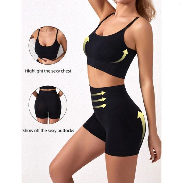 Polo da donna Pantaloncini sportivi e set a vita alta Legging Outfit Tuta Intimo yoga per allenamento Palestra Activewear H9