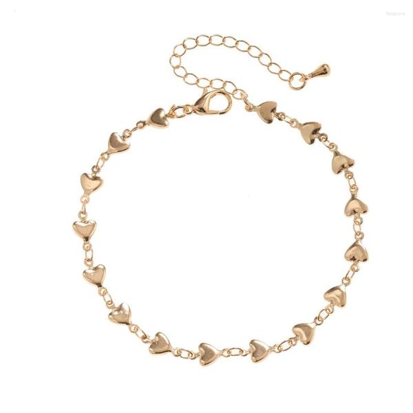 Cadle 2023 Gioielli Charm Gold Gold Chain Heart Peach per donne Accessori estivi alla caviglia in rame vintage