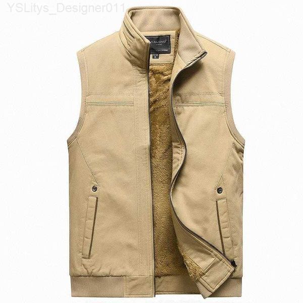 Gilet da uomo Gilet da uomo Casual Khaki Classico Autunno Inverno Allentato Maschio Cotone Marchio di abbigliamento Uomo Giacca senza maniche Gilet Gilet Cappotto L230912