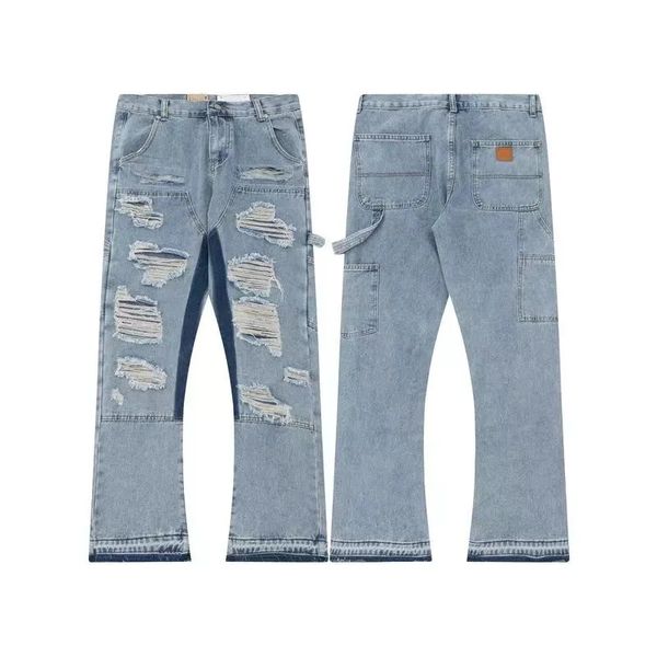 Lila Designer-Jeans für Herrenmode, Herren-Designer-Spleißjeans, zerrissene Denim-Hosen, Luxus-Hip-Hop-Jeans im Used-Look für Männer und Frauen, schwarze Jeans, Galleryes Dept 998