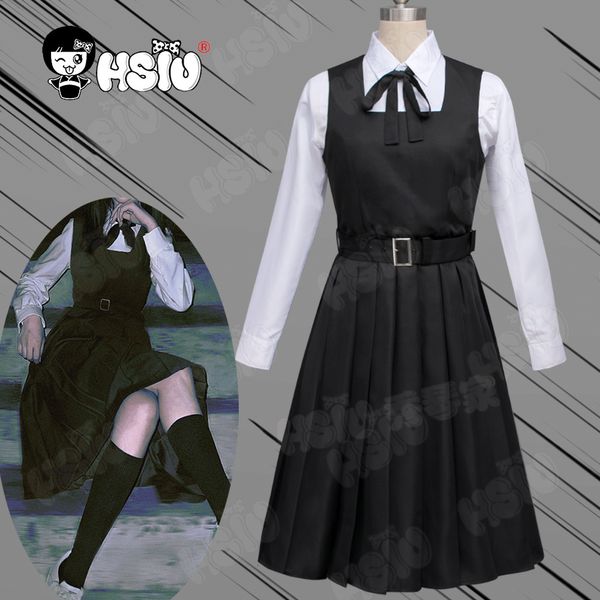 Themenkostüm Mitaka Asa Cosplay Anime Chainsaw Man HSIU Schwarze Uniform Faltenrock Kriegsdämon Cosplay Japanische Schuluniform 230912