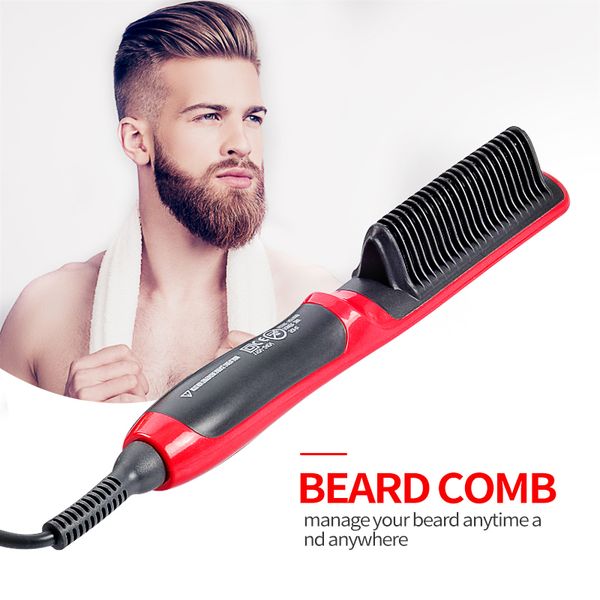 Piastra per capelli 3 in 1 Barba Spazzola per lisciare i capelli Pettine riscaldato Barba da uomo Piastra multifunzionale Pettine termico in ceramica Styler per capelli rapido 230912